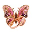 Jay Feder 18k Rose Gold Ruby Pink Sapphire and Diamond Butterfly Ring Sale