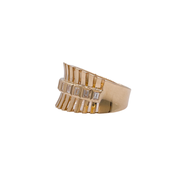 Jay Feder 14k yellow Gold Baguette Diamond Band Ring Cheap