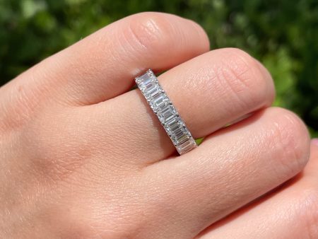 JAY FEDER PLATINUM EMERALD CUT DIAMOND ETERNITY BAND RING Fashion