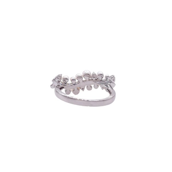 Jay Feder 14k White Gold Pearl and Diamond Fancy Wave Ring Online now