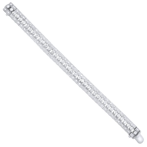 Jay Feder Platinum Diamond Art Deco Bracelet with Extender for Choker on Sale