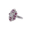 JAY FEDER 18K WHITE GOLD DIAMOND RUBY DECO RING Supply