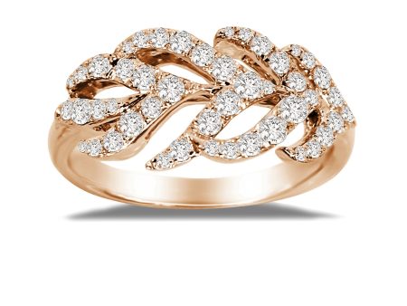 Sutra 18K Rose Gold Feather Collection Diamond Ring Supply