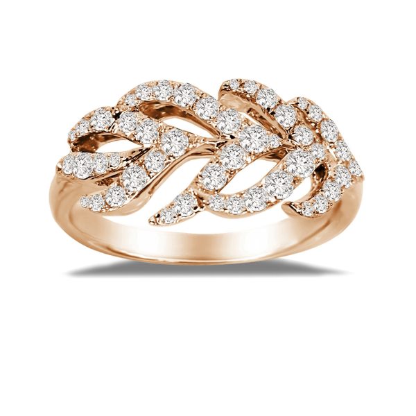 Sutra 18K Rose Gold Feather Collection Diamond Ring Supply