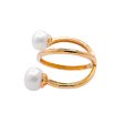 Jay Feder 18k Yellow Gold Pearl Crossover Wrap Ring For Discount