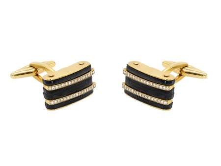 Jay Feder 18K Yellow Gold Diamond Rubber Cufflinks Supply