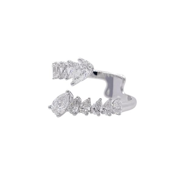 JAY FEDER 18K WHITE GOLD PEAR DIAMOND CROSSOVER RING Online Hot Sale