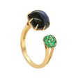 Laura Medine 18k Rose Gold Labradorite Emerald Open Ring For Sale