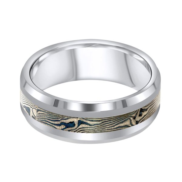 Jay Feder Tungsten Stainless Steel Mokume Center Polished Edge Ring Online Sale