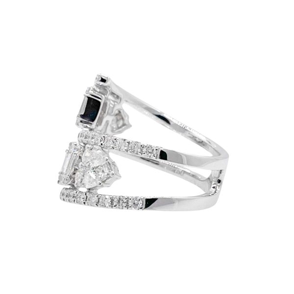 Jay Feder 18k White Gold Diamond Bypass Crossover Ring For Discount