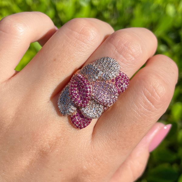 Jay Feder 14k Yellow Gold Ruby Sapphire and Diamond Fancy Leaf Ring Online Hot Sale