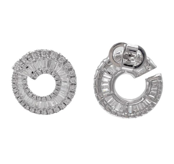 JAY FEDER 18K WHITE GOLD DIAMOND C SHAPE EARRINGS For Cheap