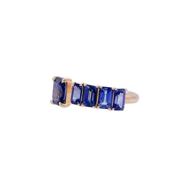 Jay Feder 14k Yellow Gold Step cut Sapphire 5 Stone Band Ring Online