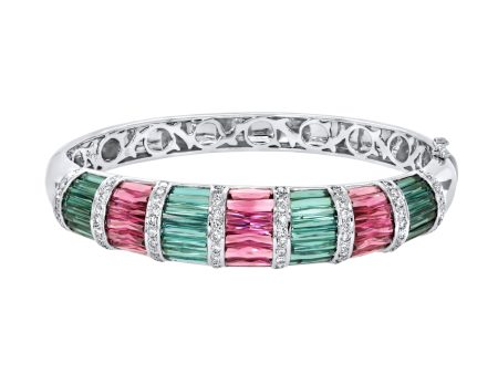 Jay Feder 18K White Gold Diamond & Watermelon Tourmaline bracelet Cheap