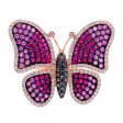 Jay Feder 18k Rose Gold Ruby Pink Sapphire and Diamond Butterfly Ring Sale