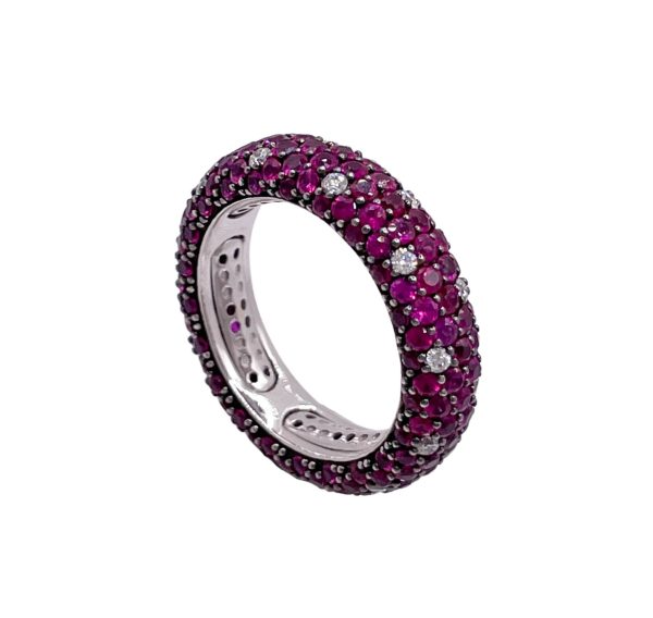 JAY FEDER 18K WHITE GOLD RUBY WEDDING BAND RING Online Hot Sale