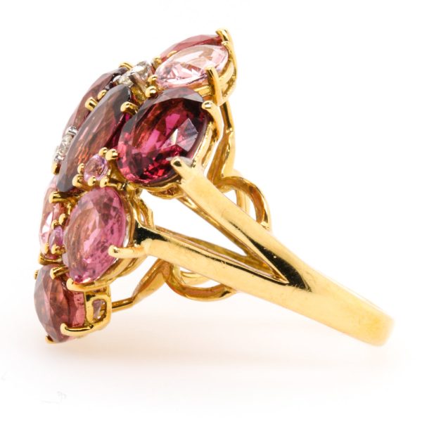 Jay Feder 18K Yellow gold diamond Pink Tourmaline Ring Online now