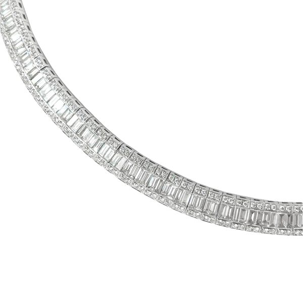 JAY FEDER 18K WHITE GOLD DIAMOND GRADUATED NECKLACE Cheap