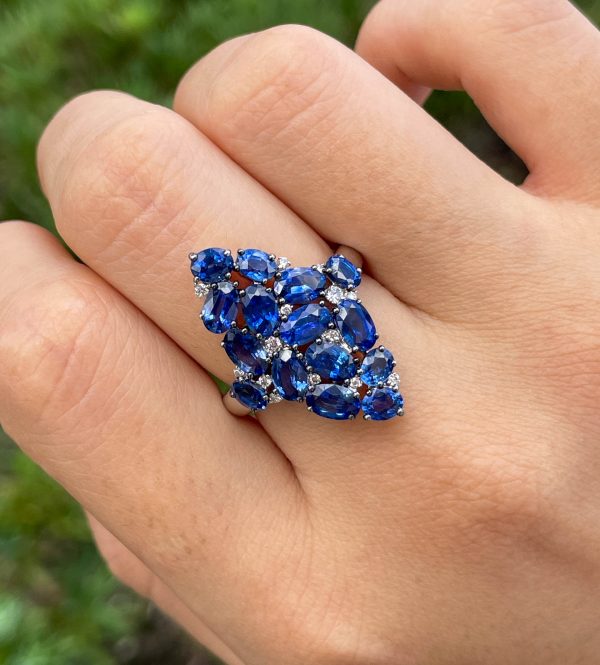 Sutra 18K White Gold Mosaic Collection sapphire ring Supply