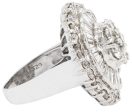 Jay Feder 18K White Gold Baguette Diamond Floral Ballerina Ring For Cheap