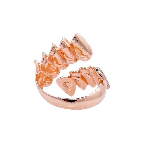 Jay Feder 18k Rose Gold Diamond White Enamel Crossover Wrap Ring For Sale