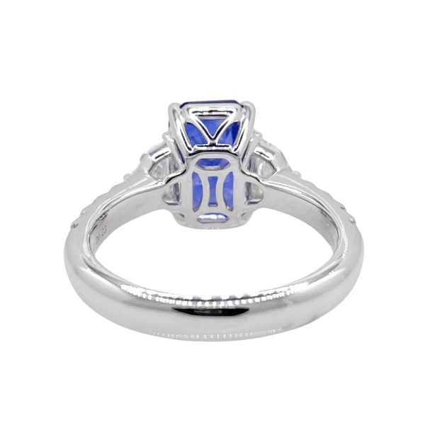 Jay Feder 18k White Gold Blue Sapphire and Diamond Three Stone Ring Online now