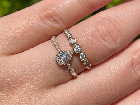 Jay Feder 14k Yellow Gold Diamond Pear Cluster Band Ring Cheap