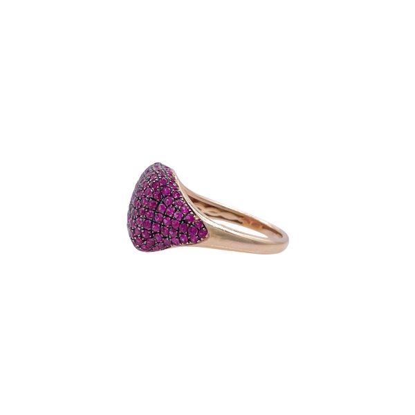 Jay Feder 14k Yellow Gold Ruby Pave Set Ring For Sale