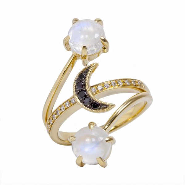 Laura Medine 18k Yellow Gold Alexandrite Diamond Moon Ring Online Hot Sale