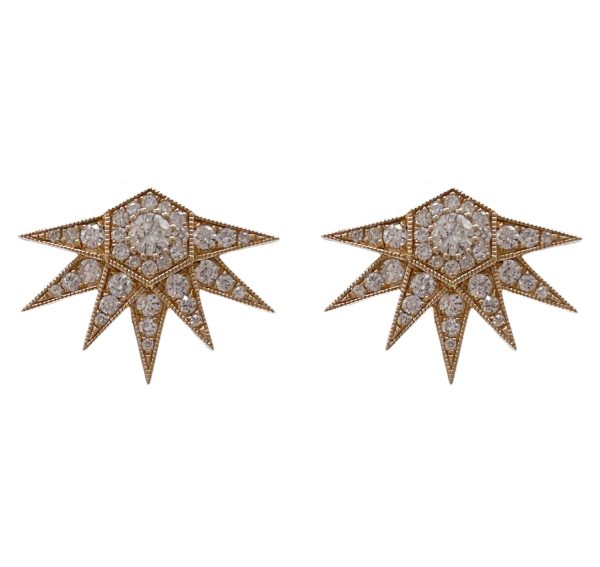 JAY FEDER 14K YELLOW GOLD DIAMOND SUN BLAST EARRINGS Discount