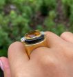 Jay Feder 18K Yellow gold diamond onyx citrine ring Sale