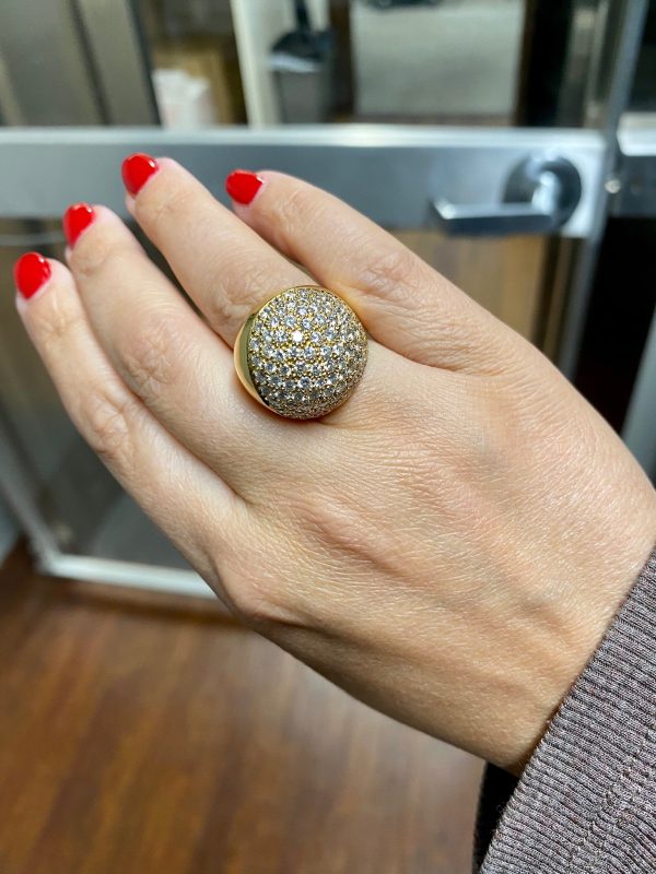 Jay Feder 14K Yellow Gold diamond Pave Dome Ring on Sale