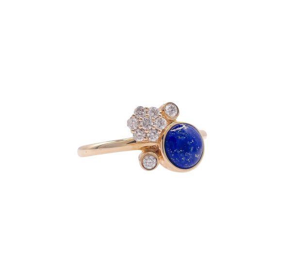 JAY FEDER 14K YELLOW GOLD LAPIS LAZULI DIAMOND RING Discount