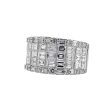 Jay Feder 18k White Gold Diamond Wide Band Ring For Sale