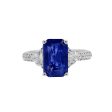 Jay Feder 18k White Gold Blue Sapphire and Diamond Three Stone Ring Online now