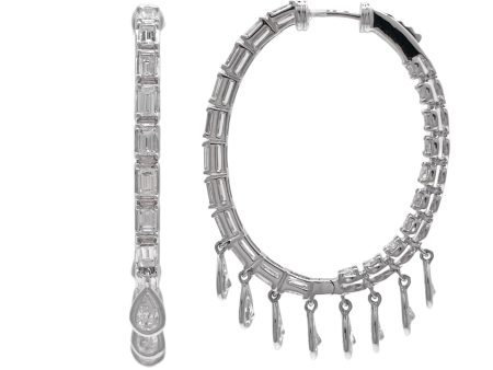 JAY FEDER 18K WHITE GOLD DIAMOND HOOP EARRINGS Sale