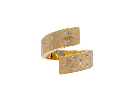 JAY FEDER 14K YELLOW GOLD DIAMOND MATTE FINISH WRAP RING Sale