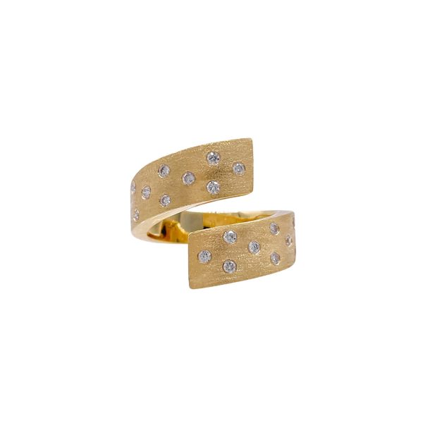 JAY FEDER 14K YELLOW GOLD DIAMOND MATTE FINISH WRAP RING Sale