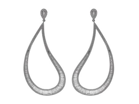 JAY FEDER 18K WHITE GOLD DIAMOND TEARDROP DANGLE EARRINGS Discount