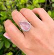 Jay Feder 18K White Gold Pink Quartz Cabochon Diamond Ring Online Hot Sale