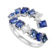 Jay Feder 18K White Gold Sapphire & Diamond Skylight Bypass Ring For Sale