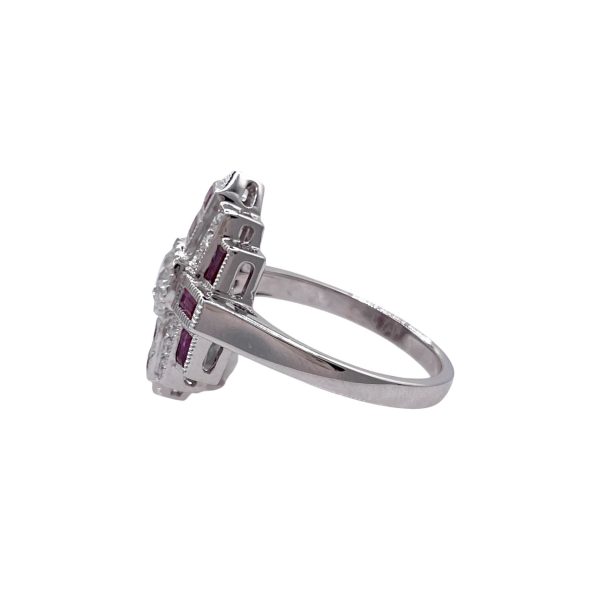 JAY FEDER 18K WHITE GOLD DIAMOND RUBY DECO RING Supply