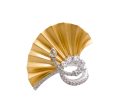 JAY FEDER 18K TWO TONE GOLD DIAMOND FAN PLISSE RING Cheap