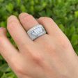 JAY FEDER 18K WHITE GOLD DIAMOND WIDE BAND RING Fashion