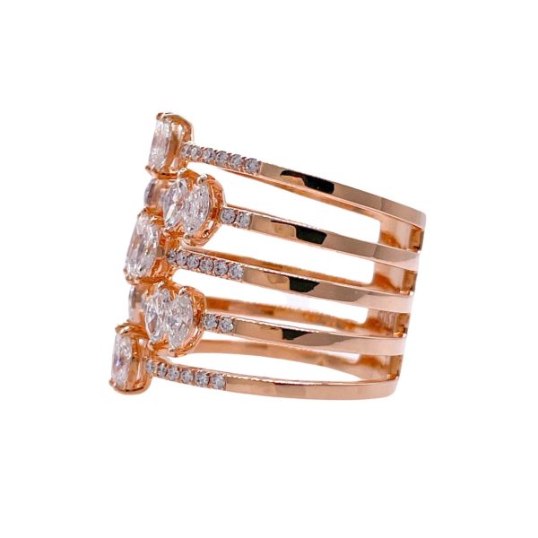 JAY FEDER 18K ROSE GOLD DIAMOND 5 ROW WIDE BAND RING Online Hot Sale