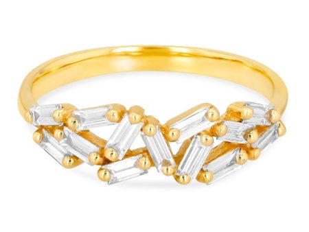 Suzanne Kalan 18K Yellow Gold Baguette Diamond  Ring Cheap