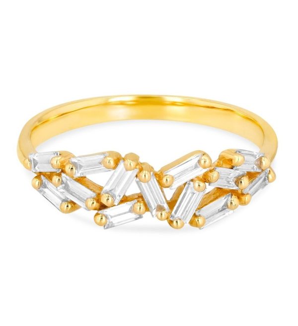 Suzanne Kalan 18K Yellow Gold Baguette Diamond  Ring Cheap