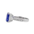 Jay Feder 18k White Gold Blue Sapphire and Diamond Three Stone Ring Online now