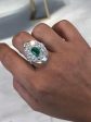 Jay Feder Vintage 18k White Gold Emerald & Diamond Oval Ring Discount