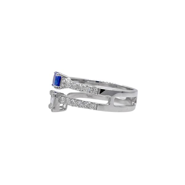 JAY FEDER 14K WHITE GOLD DIAMOND BLUE SAPPHIRE BAND RING Online Sale